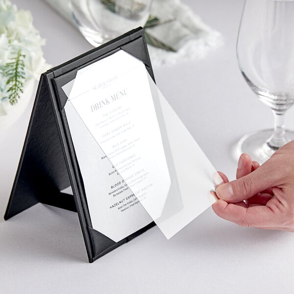 drink menu in a tabletop tent menu holder
