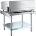 A stainless steel Cooking Performance Group charbroiler on a Regency Equipment Stand.